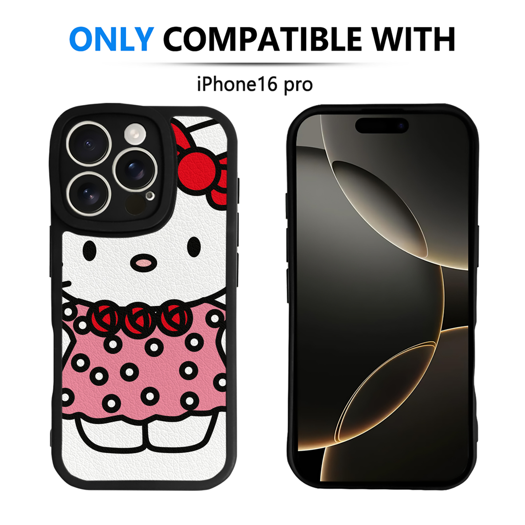 （画像用） Hello Kitty ハローキティ 【iPhone 16シリーズ対応】シリコンスマホケース（レザー調） 材質：シリコン